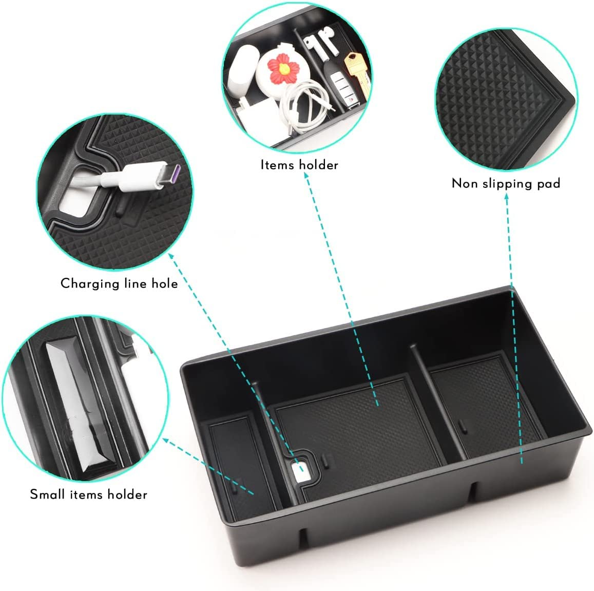 MARCHFA Center Console Organizer Tray for 2021-2025 Toyota Venza - Armrest Storage Box Insert with Non-Slip Design | Perfect for Car Organization, Phone & Keys Storage, Road Trips & Daily Commute