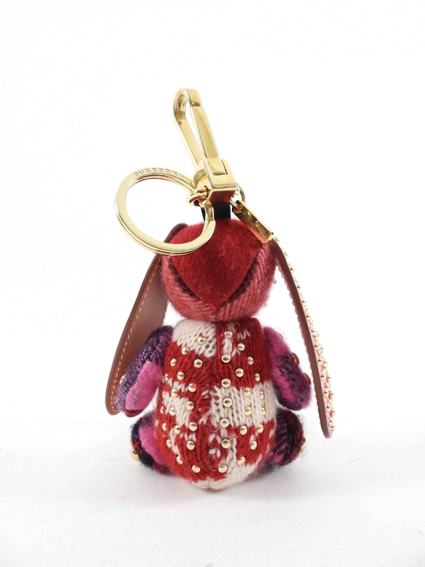 Burberry Red Plaid Knit Rabbit Bag Charm - Luxury Designer Keychain for Handbags & Backpacks | Perfect Gift for Fashion Lovers & Collectors | Ideal for Everyday Use, Travel & Special Occasions