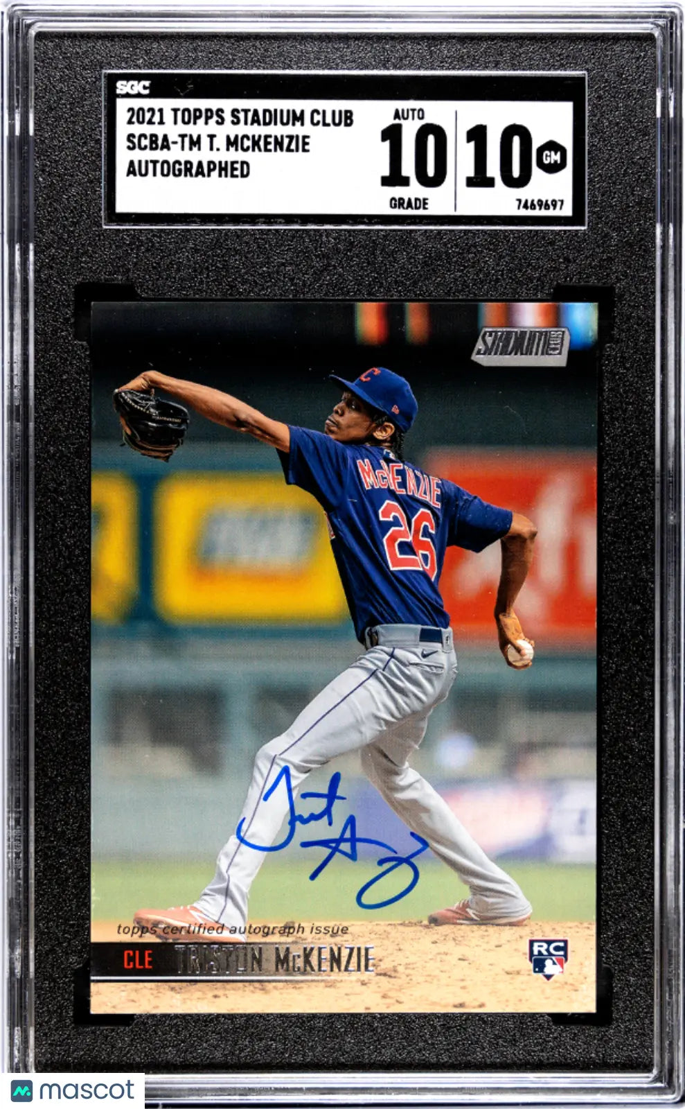 2021 Topps Stadium Club Triston McKenzie RC Rookie Autograph SGC 10 Gem Mint - Perfect for Baseball Card Collectors & Sports Memorabilia Enthusiasts