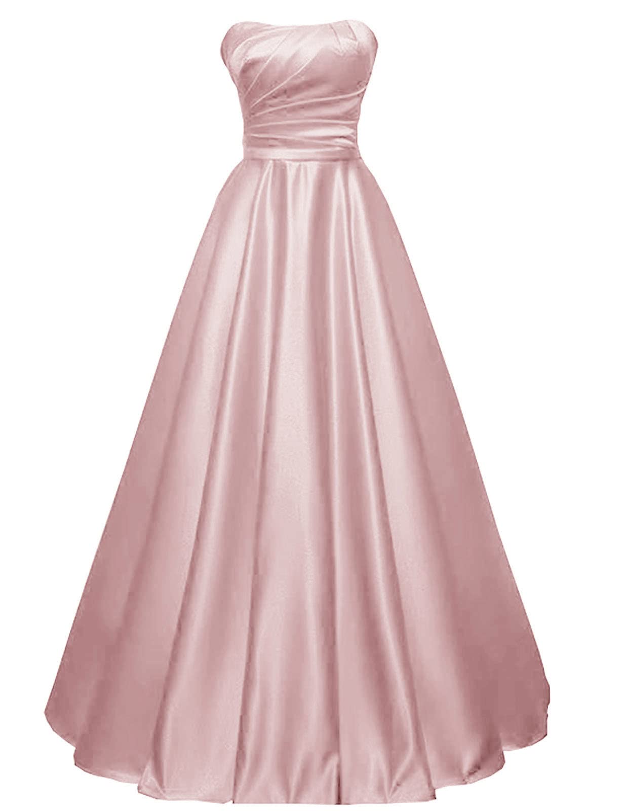 ISABUFEI Women's Long Satin Prom Dress - Elegant Strapless Formal Evening Gown for Parties, Weddings & Special Occasions
