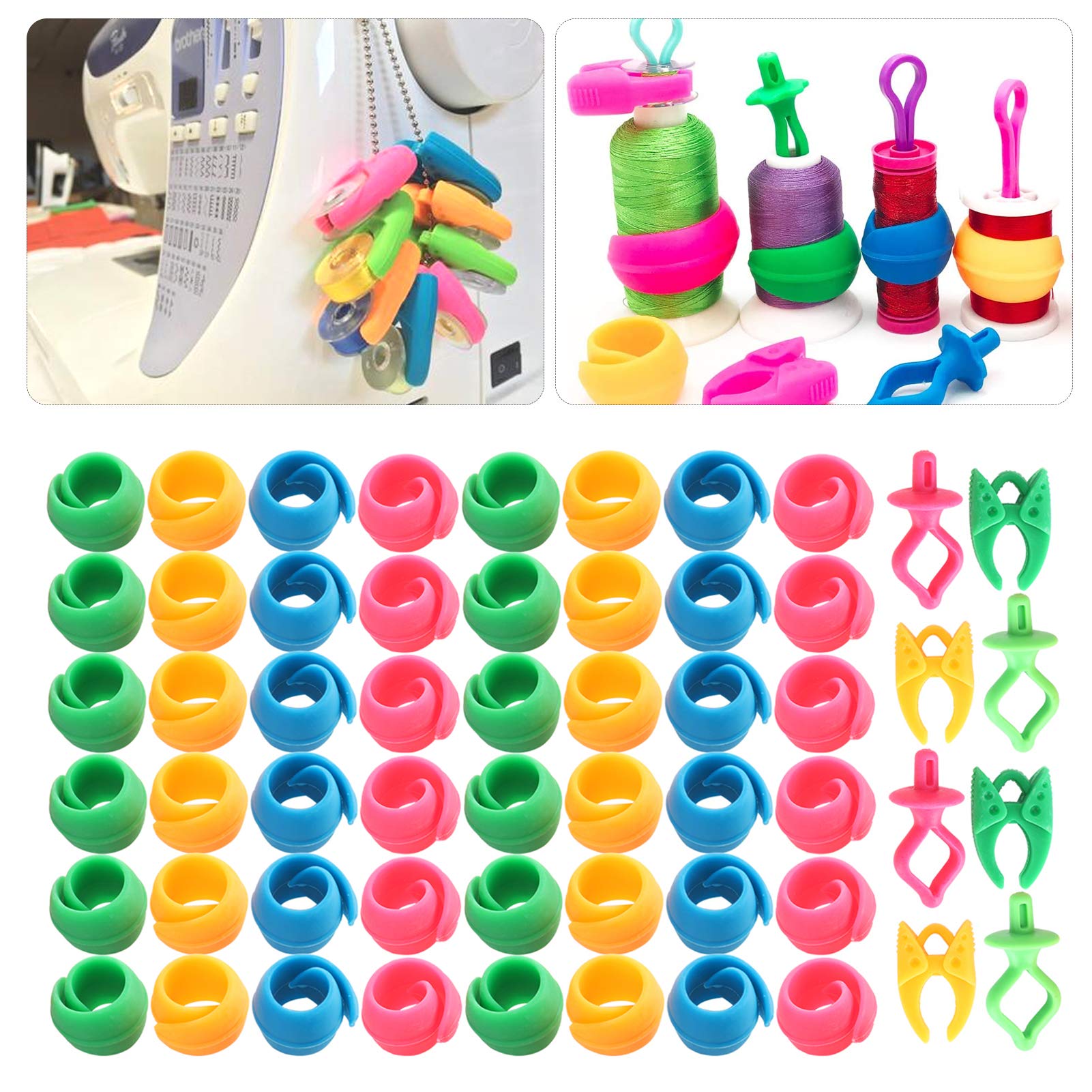 56Pcs Bobbin Thread Buddies Spool Huggers - Sewing Machine & Embroidery Accessories for Spool Storage - Perfect for Organizing Threads in Craft Rooms and Sewing Studios