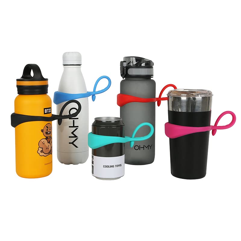 Magnetic Silicone Bottle Strap for Water Bottles & Tumblers - Secure Gym, Hiking, Backpack & Outdoor Use - Durable & Versatile Sports Bottle Carrier (Crimson Red) | Perfect for Workouts, Travel & Daily Hydration