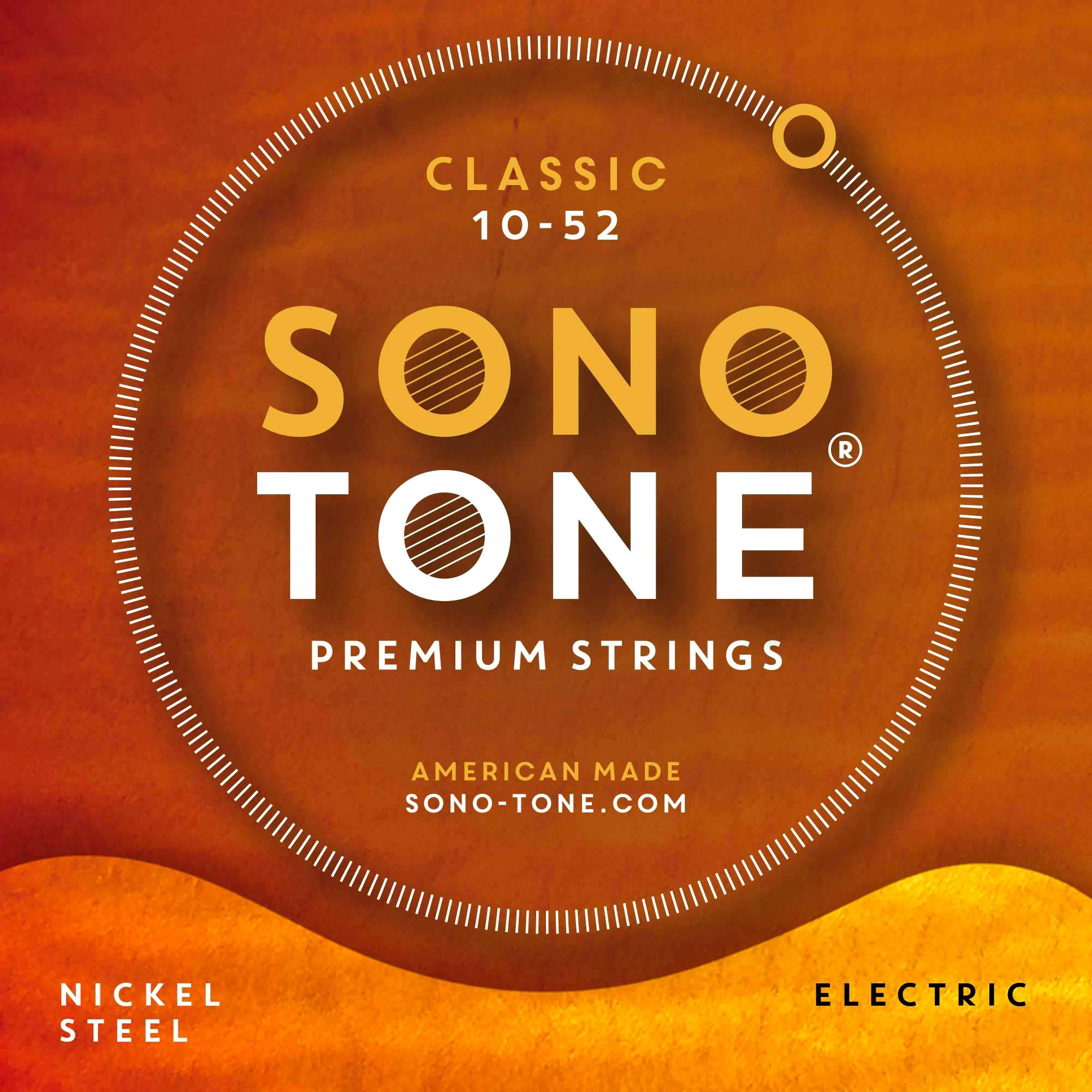 SonoTone Classic 10-52 Custom Electric Guitar Strings - Nickel Plated, Hand-Wound Hex Core for Bright Tone & Clarity - Made in USA - Perfect for Rock, Blues & Studio Recording