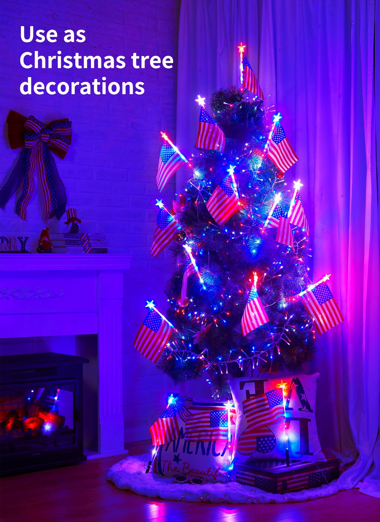 Brightown Patriotic Outdoor Lights - 6 Red White and Blue Flag Pathway Lights for 4th of July, Memorial Day & Independence Day Decorations | Perfect for Garden, Yard, Lawn & Outdoor Patriotic Celebrations