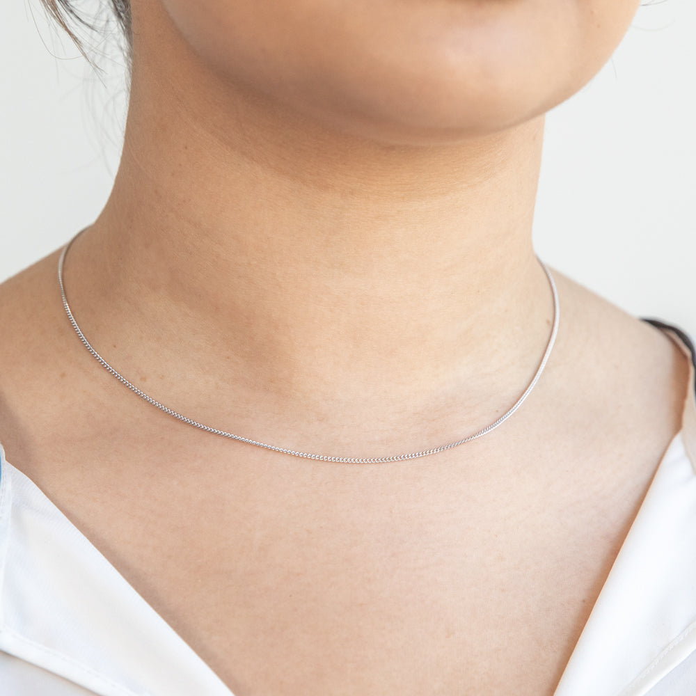 9ct White Solid Gold 40 Gauge 41cm Chain Necklace for Women - Elegant Fine Jewelry for Everyday Wear & Special Occasions