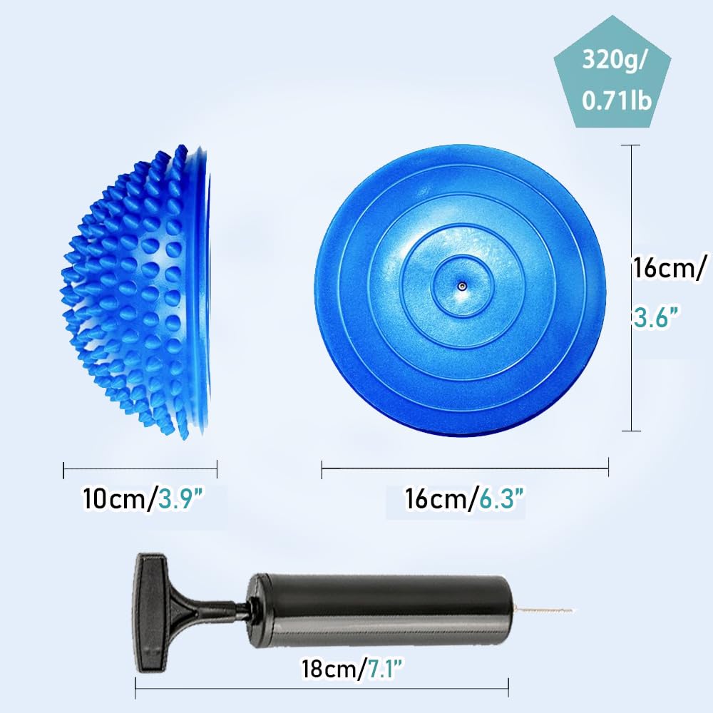 2PCS Hedgehog Balance Pods - Spiky Pilates Ball for Kids & Adults - Half Dome Fitness Equipment for Stability Training, Yoga, Gymnastics & Motor Skills Development - Perfect for Foot Massage & Muscle Therapy at Home or Gym