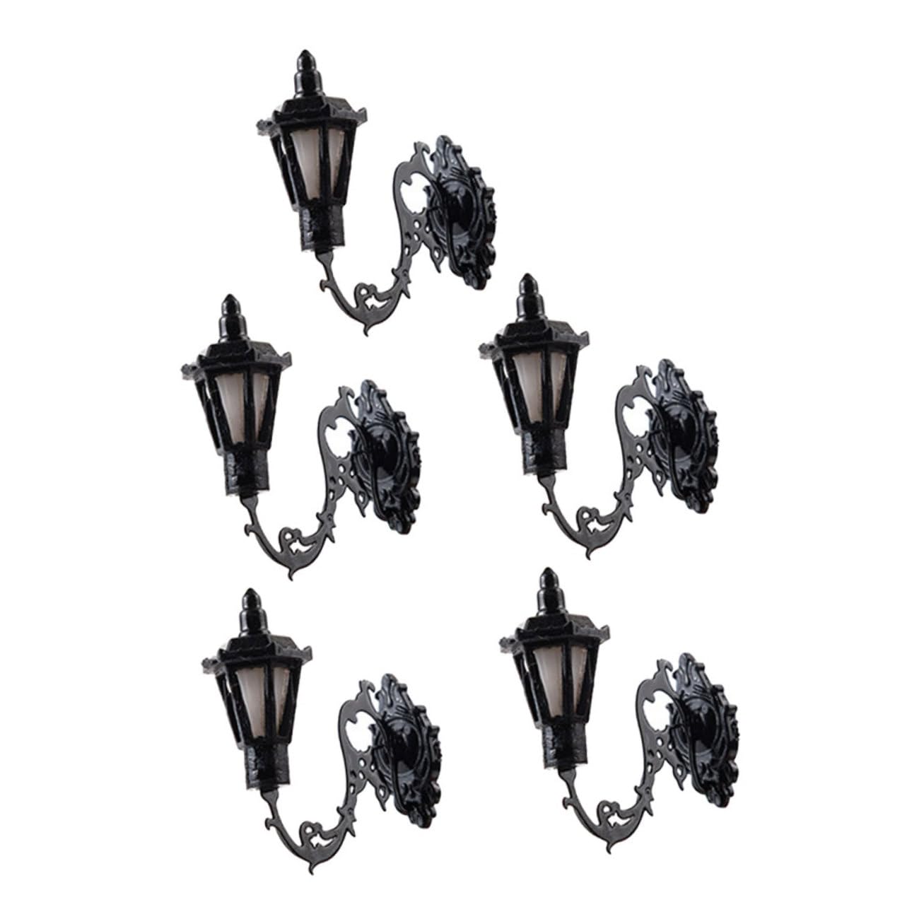 KITANDOVE 5pcs Mini Wall Sconce LED Light - ABS Stainless Steel Miniature House Lamp for Diorama, Dollhouse, Train Set & Model Railroad Scenes