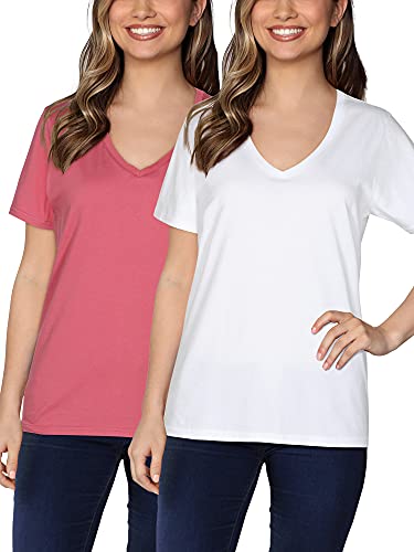 V-neck - 2 Pack - White/Ginger Zinger Pink