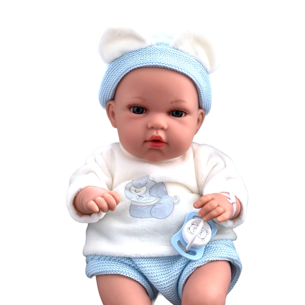 Ann Lauren Dolls Baby Blue Bassinet with Baby Doll - Realistic Doll Crib for Pretend Play, Nursery Decor & Gift for Toddlers & Kids (Perfect for Role Play, Birthday & Christmas Presents)