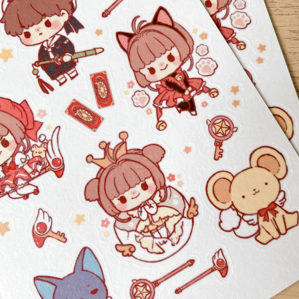 Cardcaptor Sakura Sticker Sheet - Kawaii Anime Decals for Laptops, Planners & DIY Crafts | Cute Japanese Stationery Collection