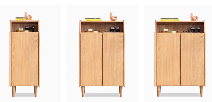 Solid Oak Wood Shoe Storage Cabinet - Organize Entryway & Closet - Perfect for Home, Apartment, and Office Organization