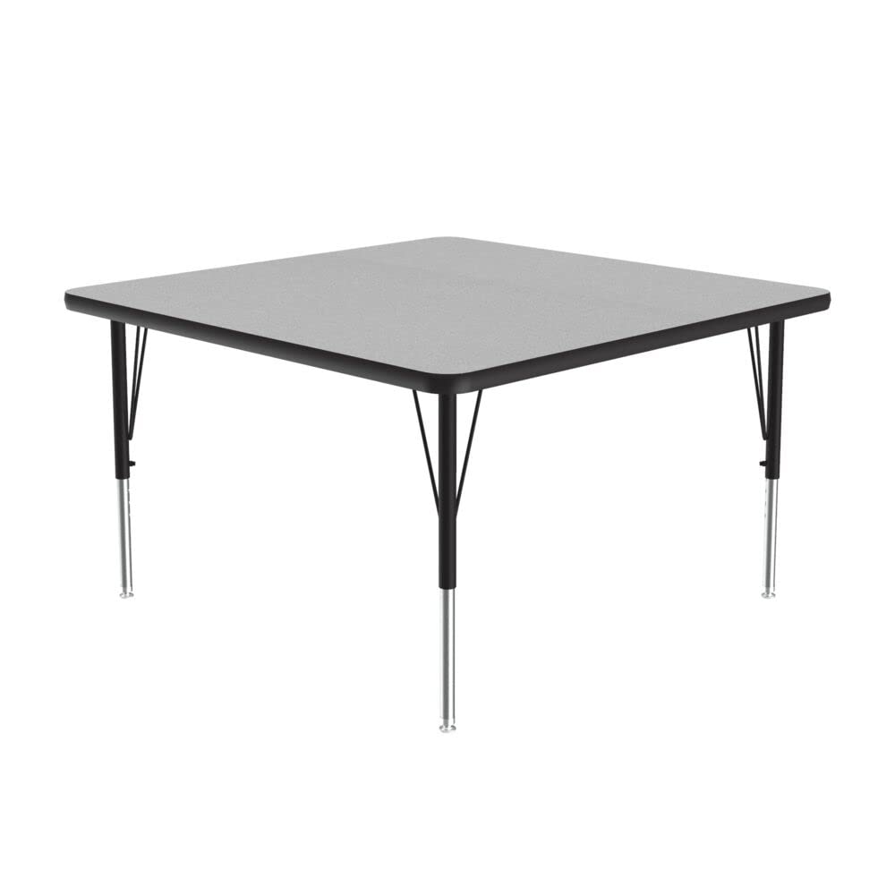 Adjustable Height 36x36 Inch Square Classroom Activity Table - Durable Gray Granite High Pressure Laminate - USA Made School Furniture for Study Groups, Art Projects & Collaborative Learning