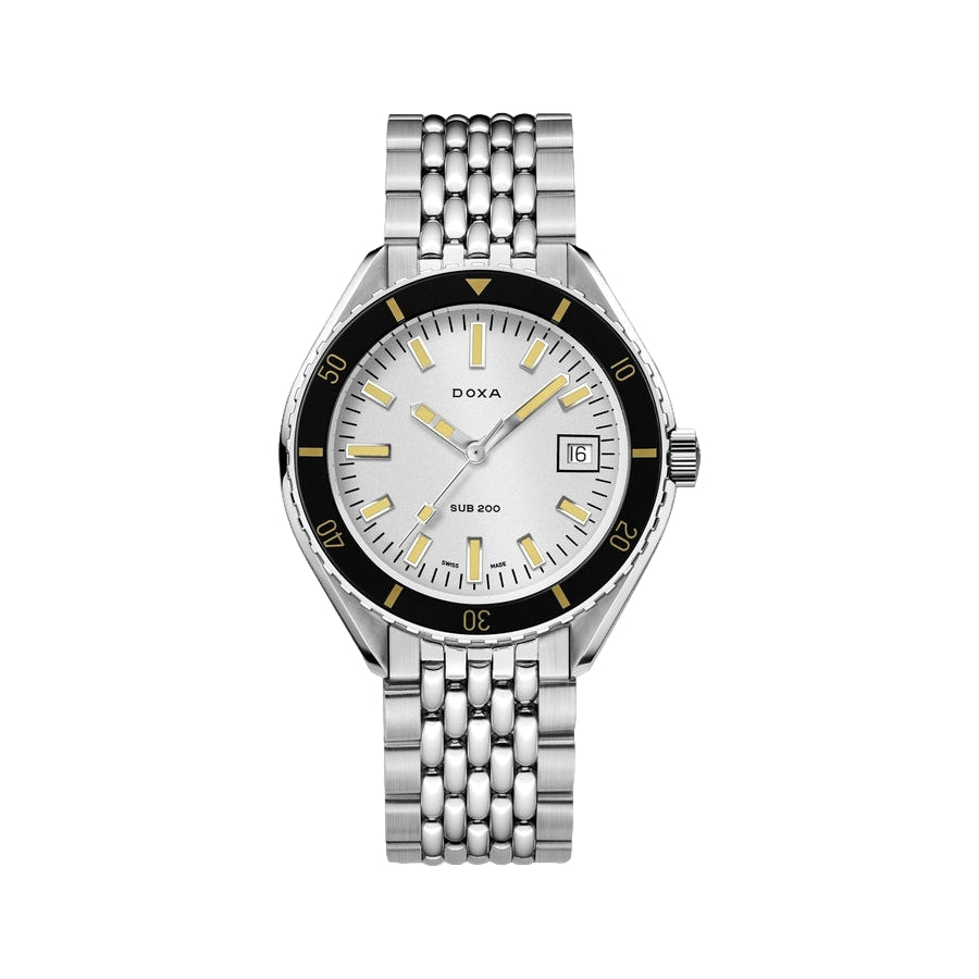 SUB 200 Searambler Sapphire Inlay Bezel 42mm Silver Watch on Stainless Steel Bracelet - Perfect for Diving, Swimming & Everyday Wear