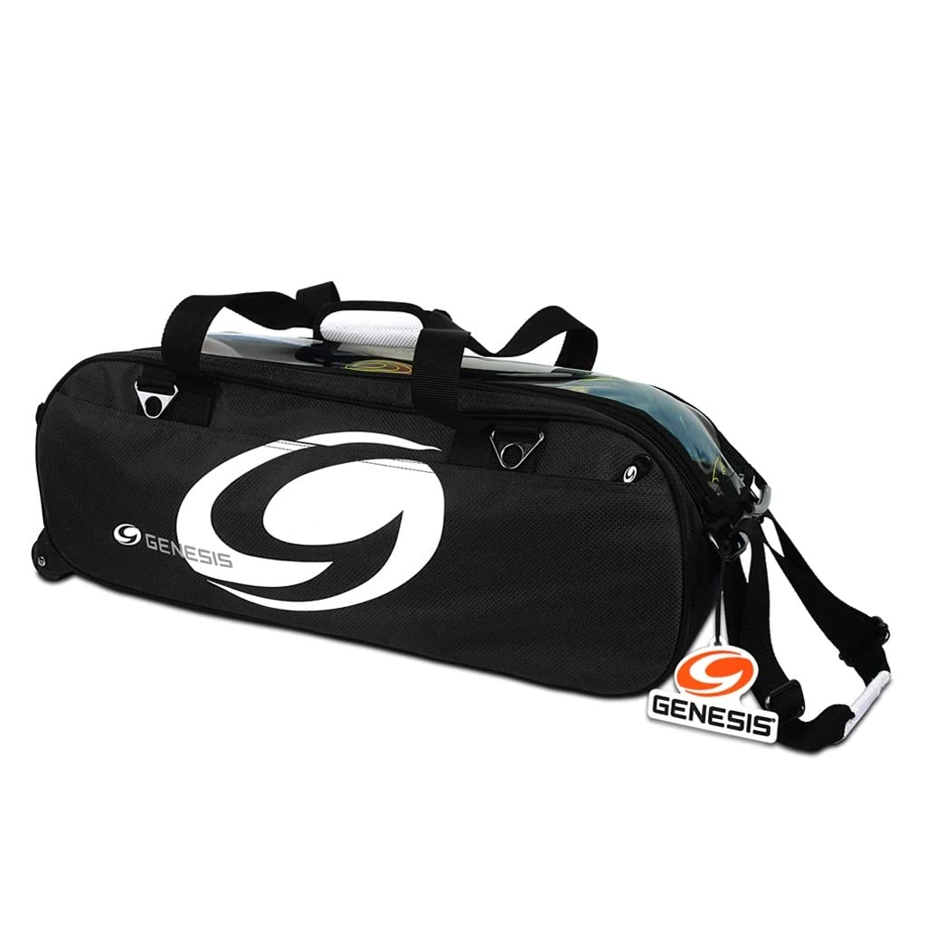 Genesis Bowling Sport 3 Ball Tote Roller Bag - Black | Durable Bowling Ball Carrier for League Play & Tournaments | Perfect for Pro & Amateur Bowlers