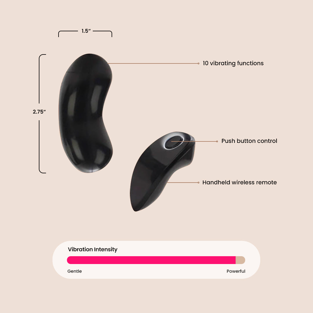 Remote Controlled Vibrating Lingerie - Little Black Thong with Adjustable Ties | Perfect for Couples Play, Long Distance Relationships & Spicy Date Nights