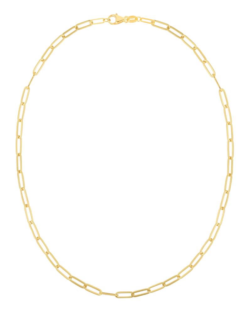 14K Gold 4mm Paperclip Chain Necklace - Dainty Minimalist Jewelry for Women, Gift for Her | Perfect for Layering, Everyday Wear & Special Occasions