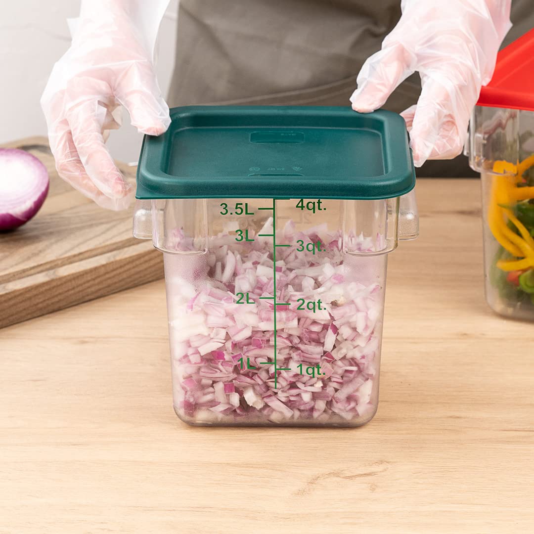 Met Lux 10-Pack Square Food Storage Container Lids - Green Plastic, Dishwasher & Freezer Safe - Replacement Lids for Marinating & Meal Prep Containers (Containers Sold Separately) - Ideal for Restaurant, Catering & Home Kitchen Organization