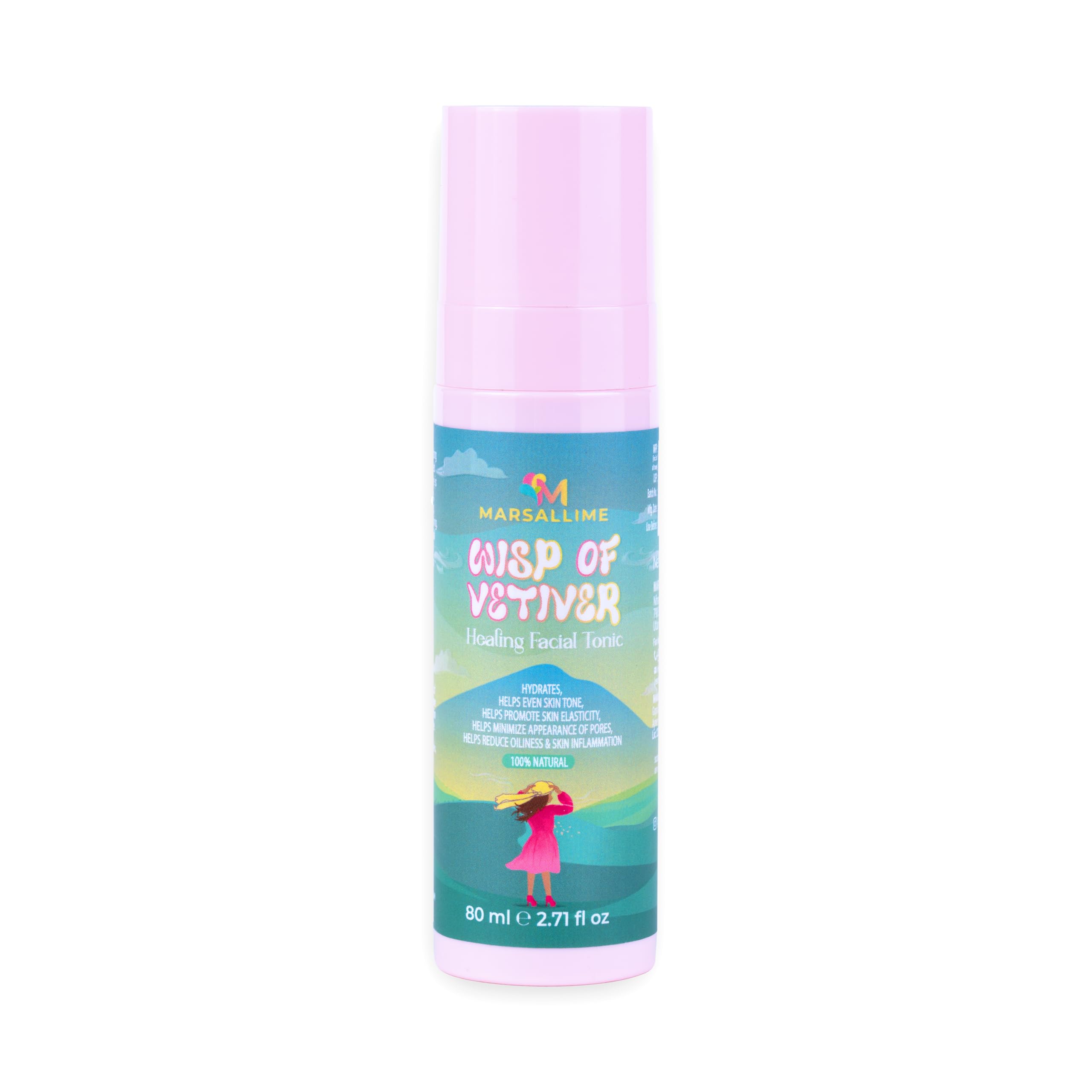 Marsallime Vetiver Face Toner - Alcohol-Free Hydrating Facial Mist for Oily & Acne-Prone Skin | Brightens Complexion, Reduces Blemishes & Controls Shine | Vegan, Fragrance-Free Skincare (80ml) | Perfect for Morning Routine & Post-Workout Refresh