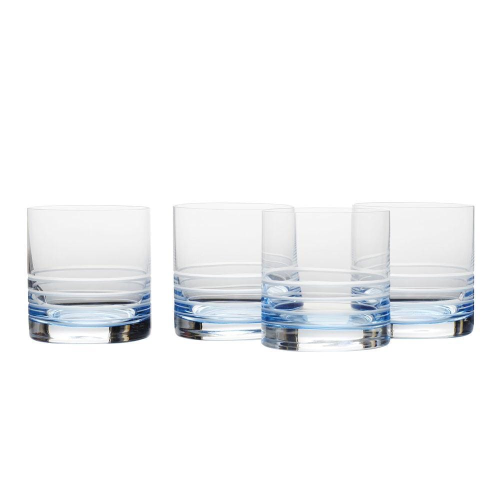 Cal Blue Ombre Set of 4 Double Old Fashioned Whiskey Glasses - Elegant Cocktail Glasses for Bourbon, Scotch & Whiskey - Perfect for Home Bars, Parties & Gifts