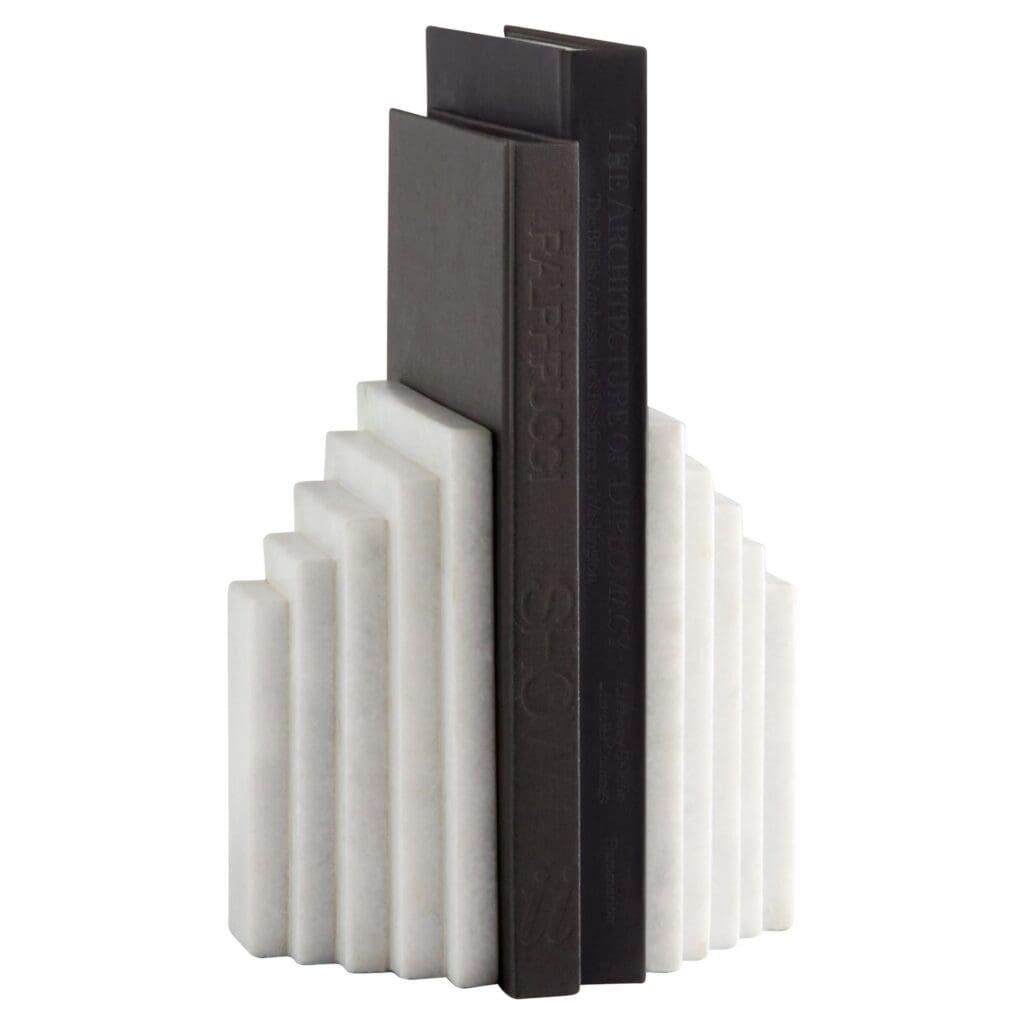 Cyan Design 11653 Epilogue Bookends - White - Decorative Bookends for Shelves, Desks & Home Office Organization