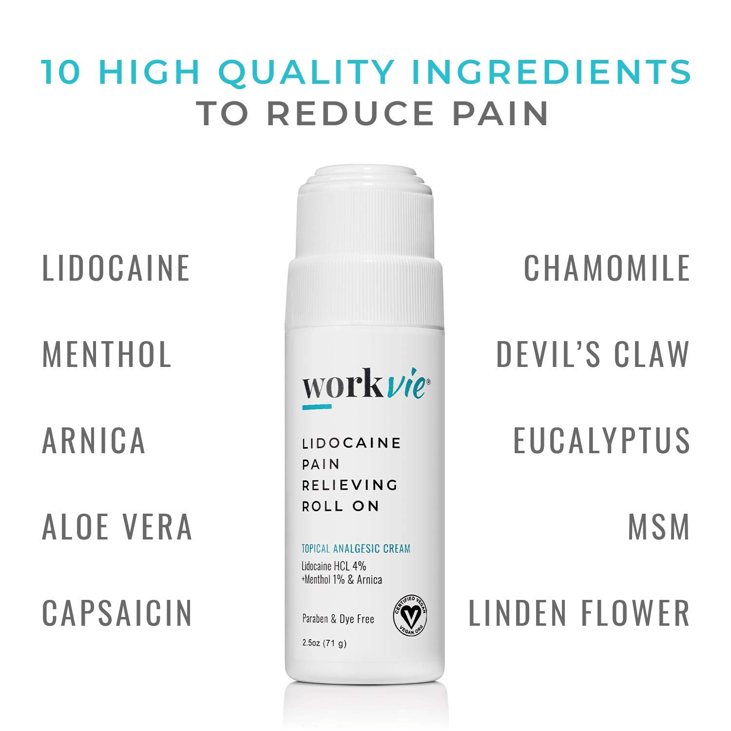 Lidocaine Roll On Pain Relief Cream - Fast Acting Topical Analgesic for Muscle & Joint Pain (6 Pack) - Perfect for Athletes, Arthritis Sufferers & Post-Workout Recovery
