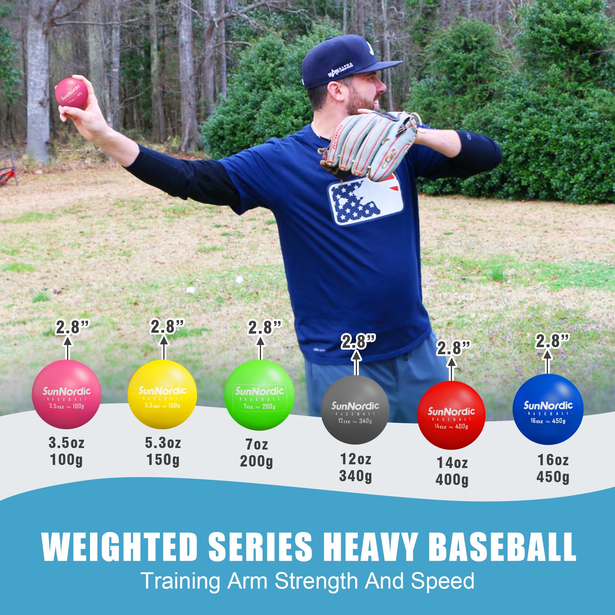 6/9 Pack Plyometric Weighted Baseball Set (3.5-16/35/53/70 oz) - Variable Weight Training Balls for Power Hitting & Pitching Drills - Perfect for Baseball Players, Coaches & Athletes at All Levels - Improve Swing Speed & Arm Strength for Games & Practice