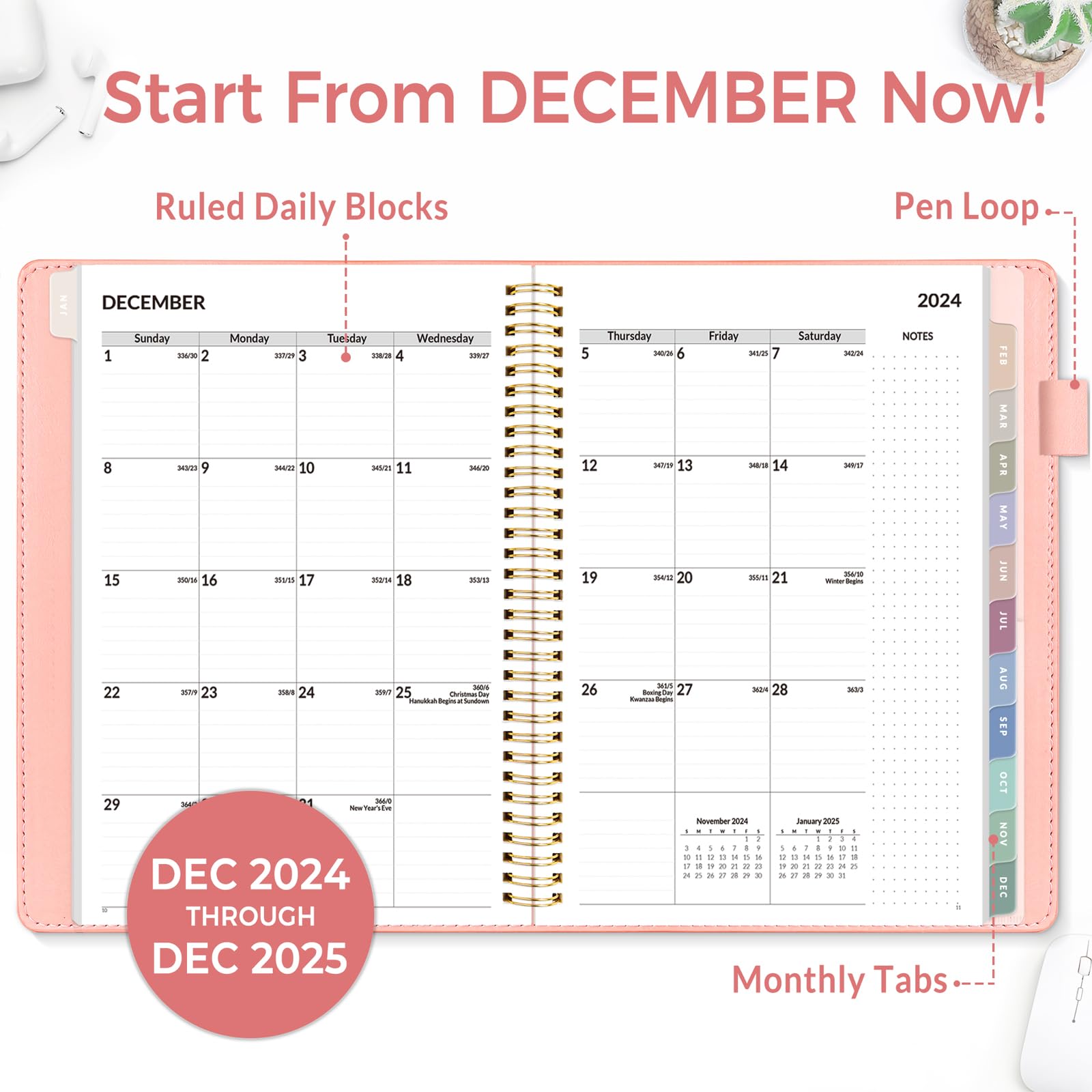 SUNEE 2025 Weekly Monthly Planner - 12 Month Calendar (Jan-Dec 2025) 9