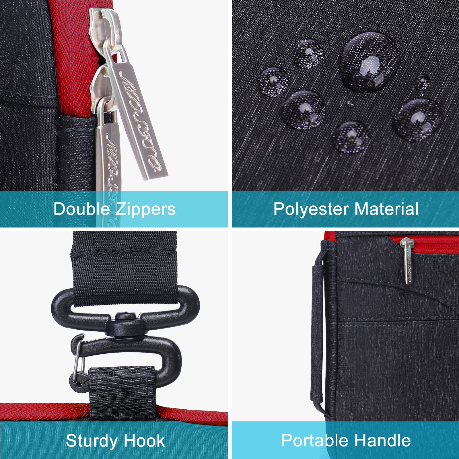 MOSISO Laptop Shoulder Bag for MacBook Air/Pro 13-13.3 inch & MacBook Pro 14 inch M3 M2 M1 (2021-2023) - Durable Polyester Briefcase with Front Arc Pocket (Red) - Perfect for Business, Travel & Daily Commute