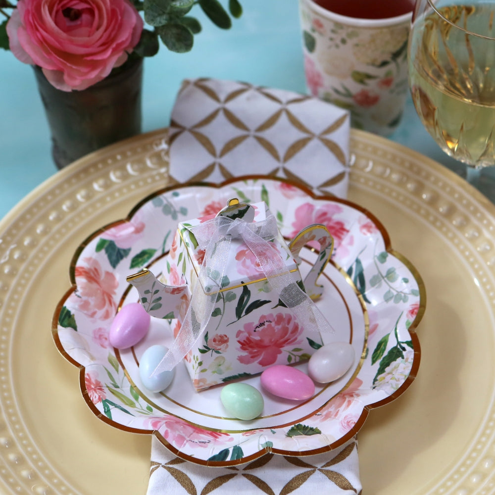 24-Pack Floral Teapot Favor Boxes - Elegant Wedding, Bridal Shower & Baby Shower Party Favors - Perfect for Tea-Themed Events & Gift Giving