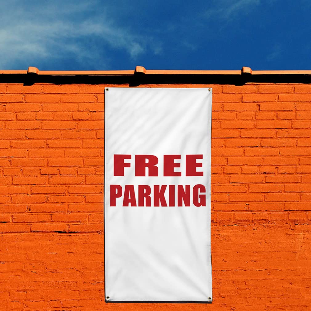 Custom Vertical Vinyl Banner 144x60 Inches - Weatherproof Outdoor Business Sign with 10 Grommets for Parking Promotions, Yard Sales & Industrial Use | Multiple Sizes Available