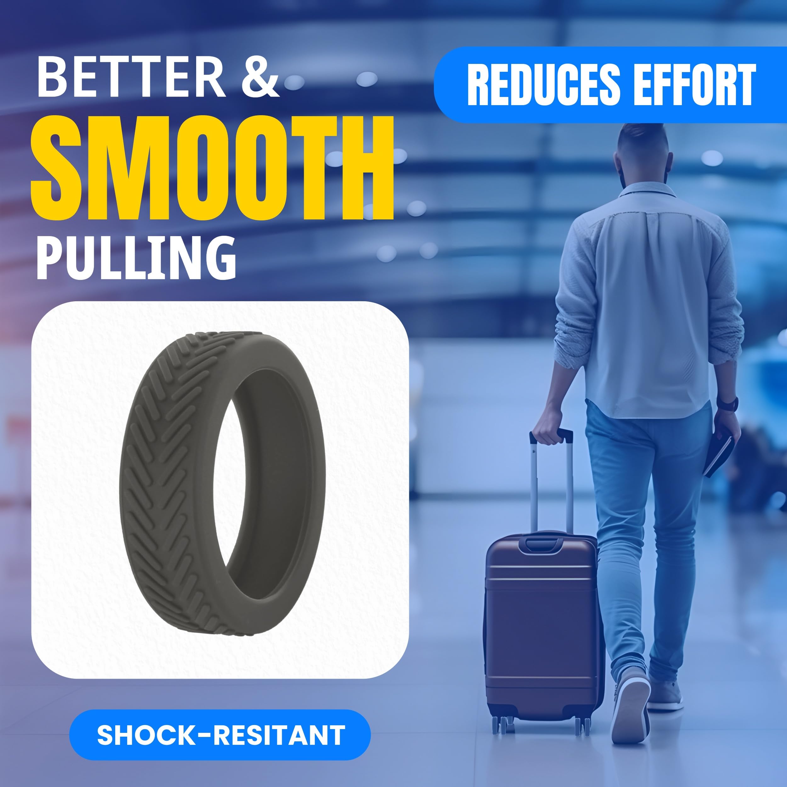 Durable Silicone Luggage Wheel Covers - 8 Pack for Smooth Rolling Suitcases & Office Chairs - Protects Floors & Reduces Noise - Perfect for Travel, Home & Office Use