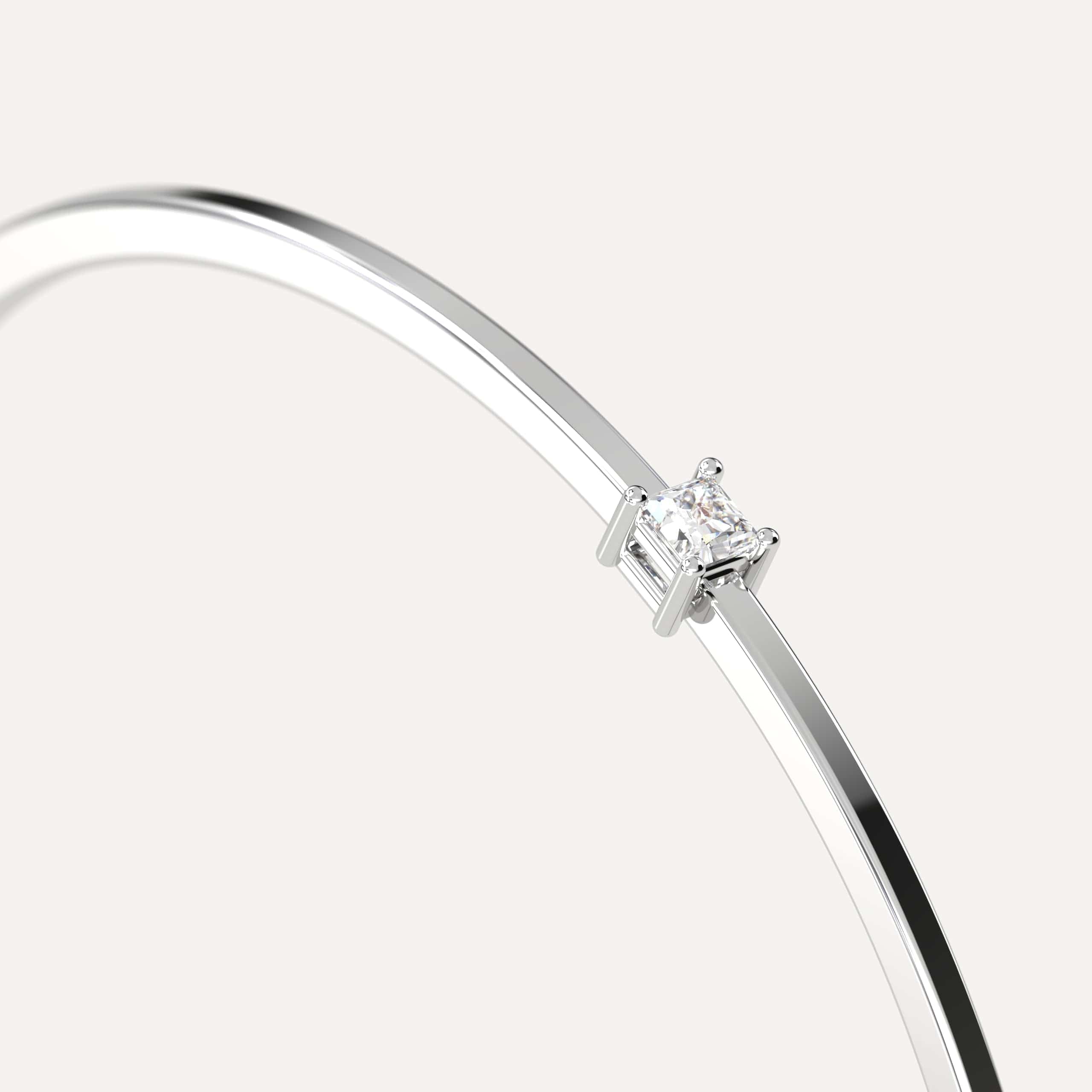 1/4 Carat Princess Cut Diamond Solitaire Bangle Bracelet for Women - Elegant & Timeless Jewelry Gift for Anniversary, Wedding, or Special Occasion