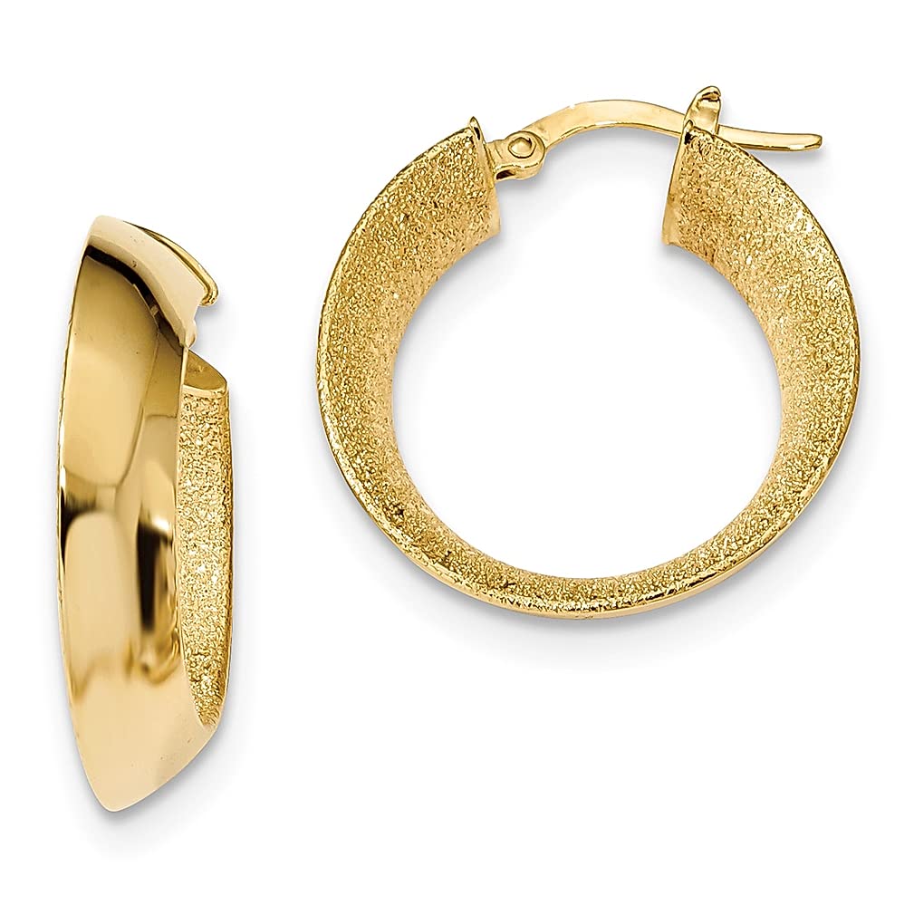 14K Yellow Gold Laser Textured Hoop Earrings for Women - Round Fine Jewelry Set - Perfect Gift for Her - Ideal for Parties, Weddings & Everyday Wear