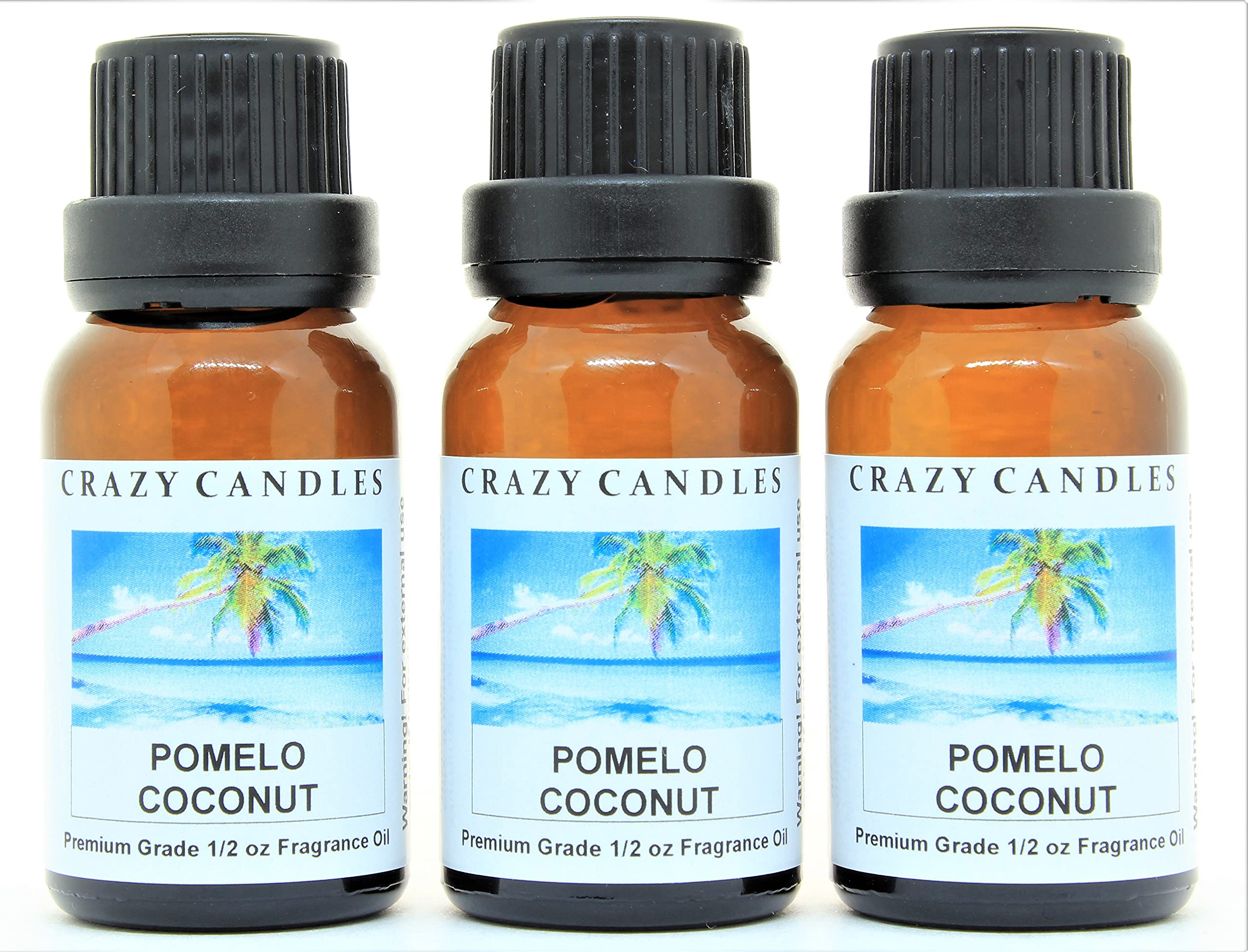 Premium Pomelo Coconut Scented Fragrance Oil - 3 Pack (1/2 FL Oz/15ml Each) for Aromatherapy, Candles & DIY Home Fragrance