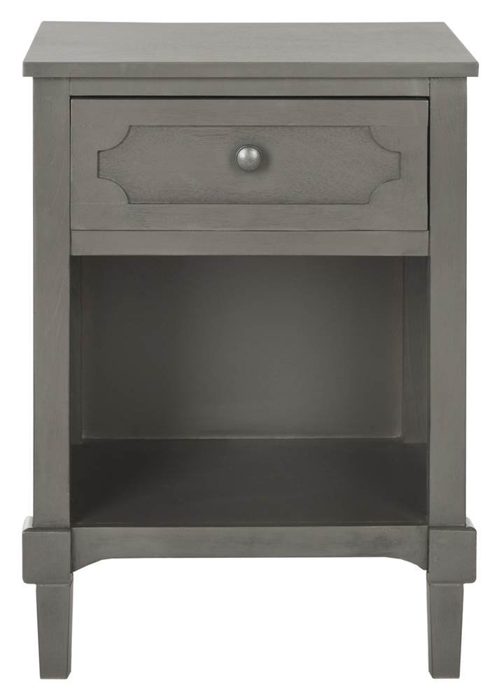 SAFAVIEH American Homes Collection Rosaleen Grey Side Table - Modern End Table for Living Room, Bedroom & Office - Small Accent Table with Storage Shelf