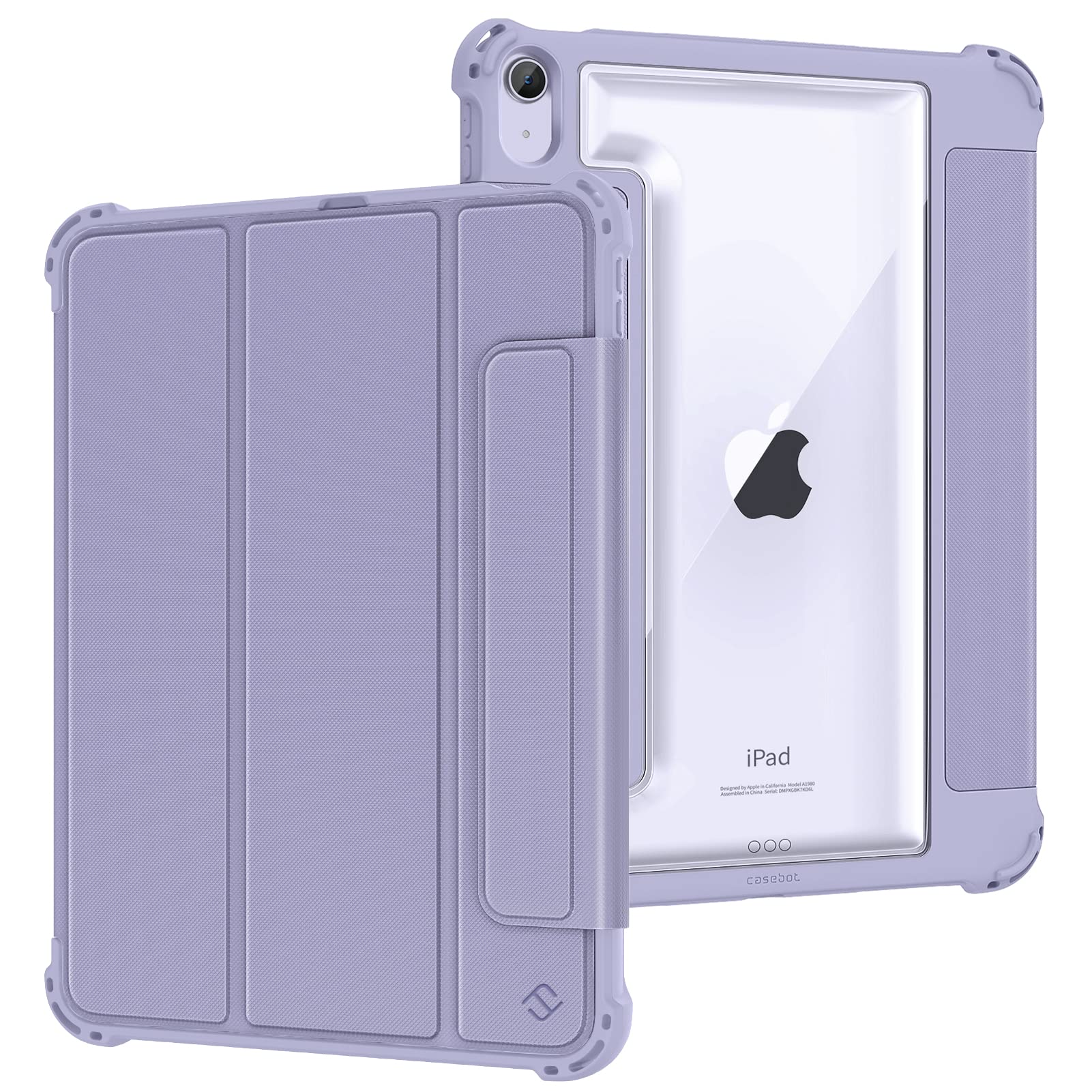 Fintie Hybrid Rugged Case for iPad Air 5th Generation (2022) / iPad Air 4th Generation (2020) 10.9 Inch - Military Drop Tested Heavy Duty Protective Clear Cover with Apple Pencil Holder, Shockproof & Scratch Resistant - Perfect for Work, School & Travel - Lilac Purple