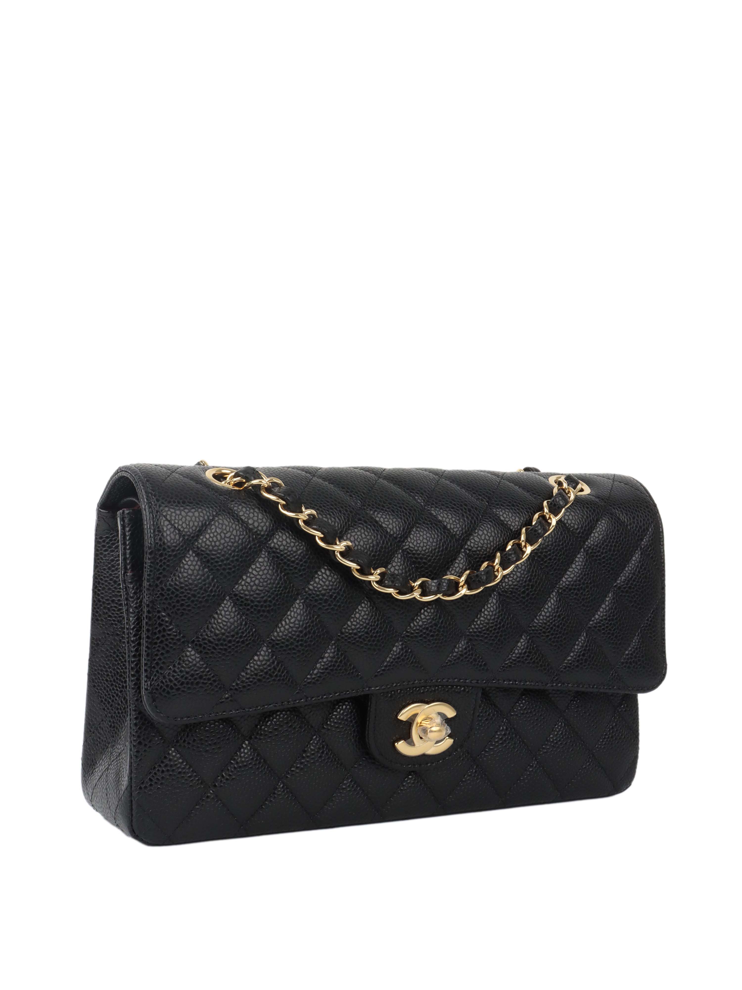 Chanel Black Medium Caviar Classic Flap Bag with Gold Hardware - Timeless Luxury Handbag for Women, Perfect for Evening Events & Special Occasions