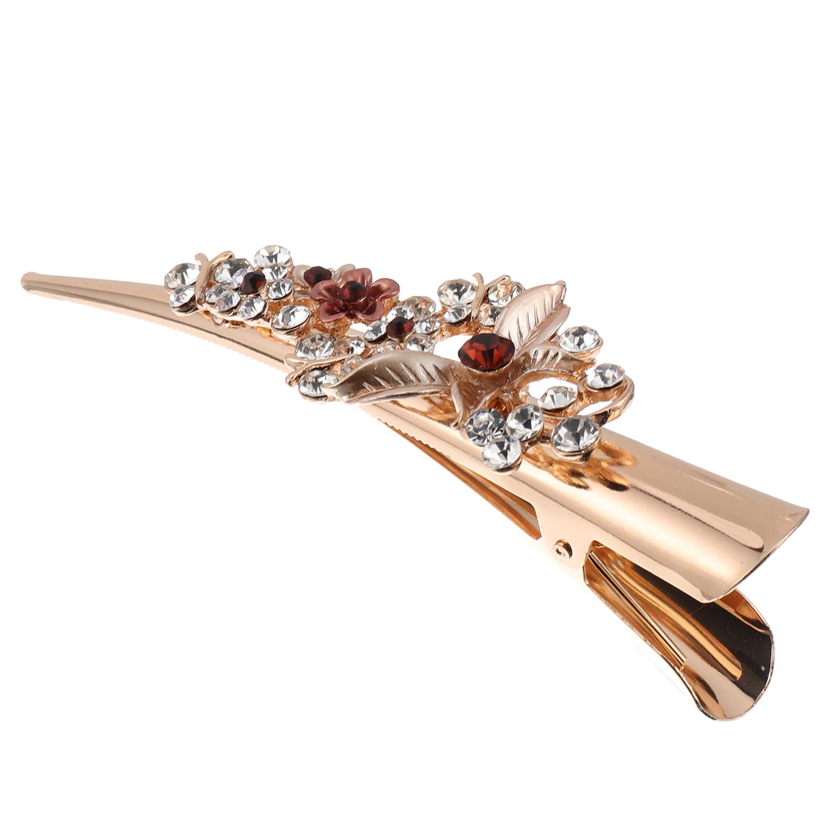 Lurrose Rhinestone Floral Hair Clip for Women - Coffee Color | Wedding & Party Accessories
