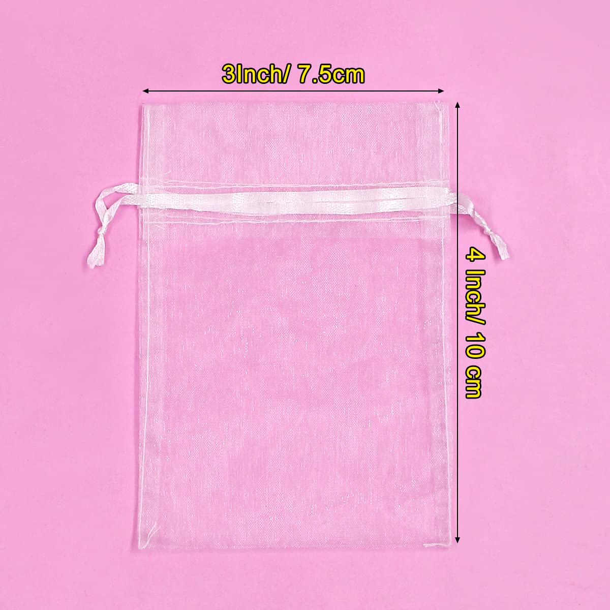 SumDirect 100PCS 3x4 Inches White Organza Drawstring Gift Bags - Perfect for Wedding Favors, Party Gifts & Jewelry Packaging