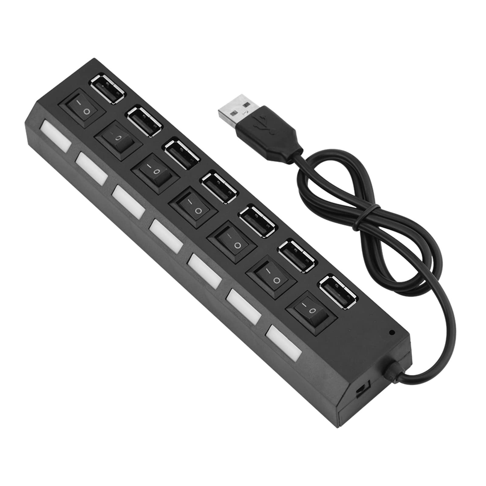 Beufee 7-Port USB 2.0 Hub with 3ft Cable - High-Speed Data Transfer USB Splitter for Laptop, PC, Mac - Perfect for Home Office, Gaming Setup & Multi-Device Charging Station
