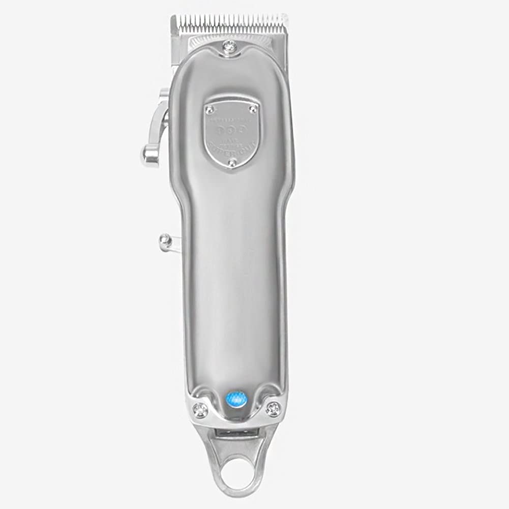 Professional Hair Clippers for Men - Cordless Rechargeable Hair Trimmer & Beard Clipper with Strong Power, Metal Body & US Plug (Silver) | Perfect for Home Barbering, Salon Use & Personal Grooming
