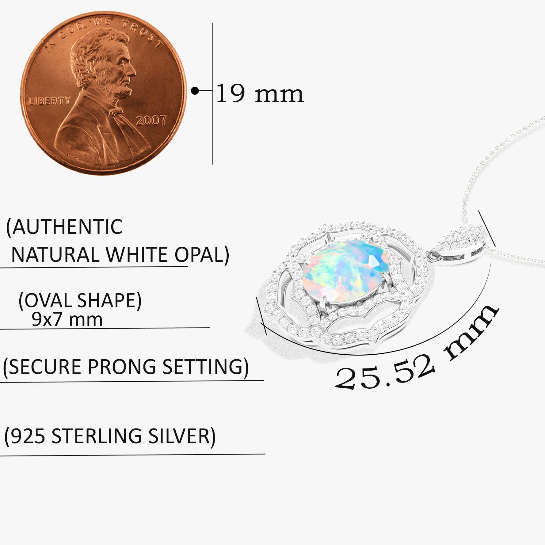 Multifire White Opal Gemstone Charm Pendant Necklace - Elegant Sterling Silver Jewelry for Women | Perfect for Weddings, Anniversaries & Special Occasions