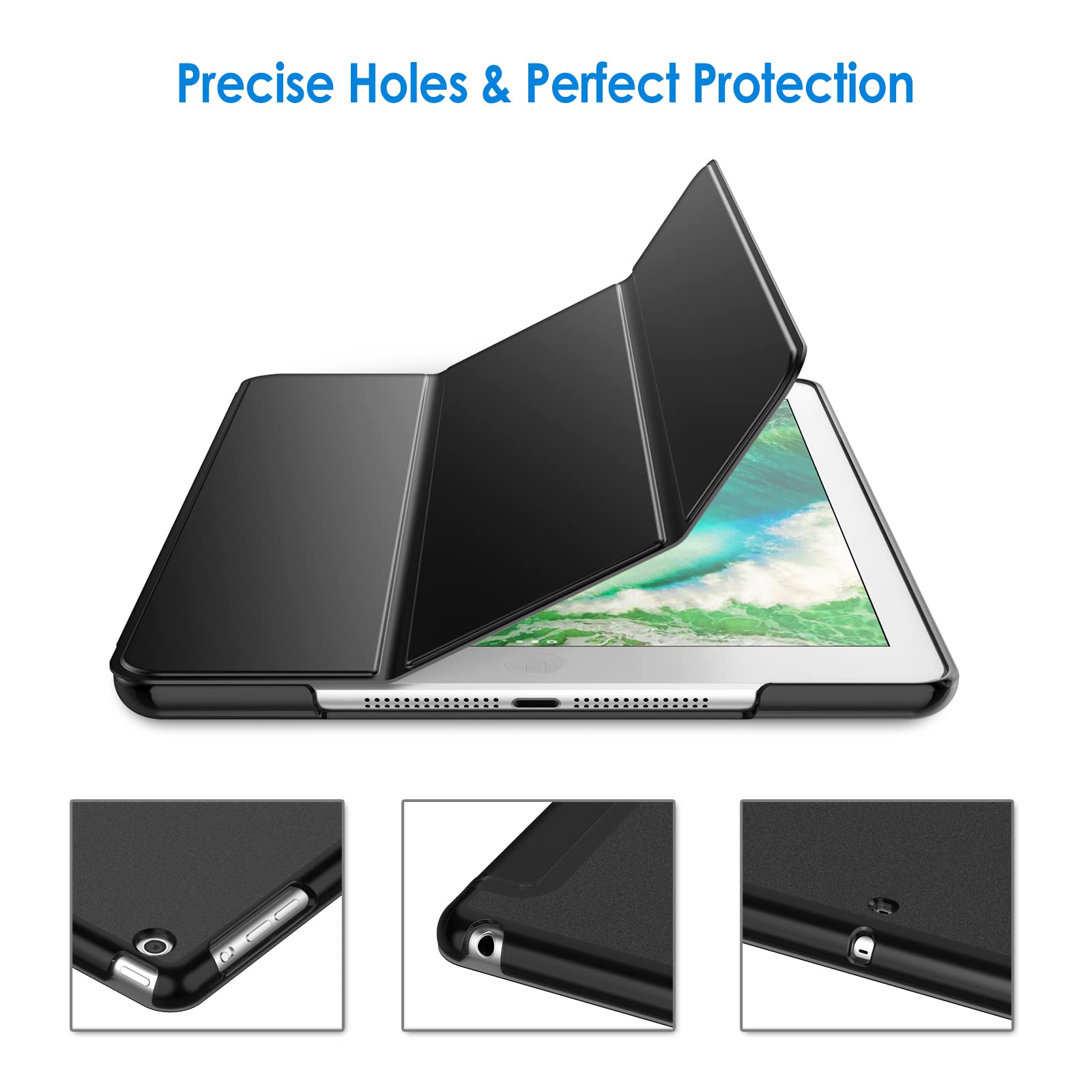 JETech iPad Air 1st Generation Case (9.7 Inch) - Slim Protective Smart Cover with Auto Wake/Sleep Feature - Compatible Only with iPad Air 1 (Not for Air 2/3/4/5) - Perfect for Work, School & Travel (Black)