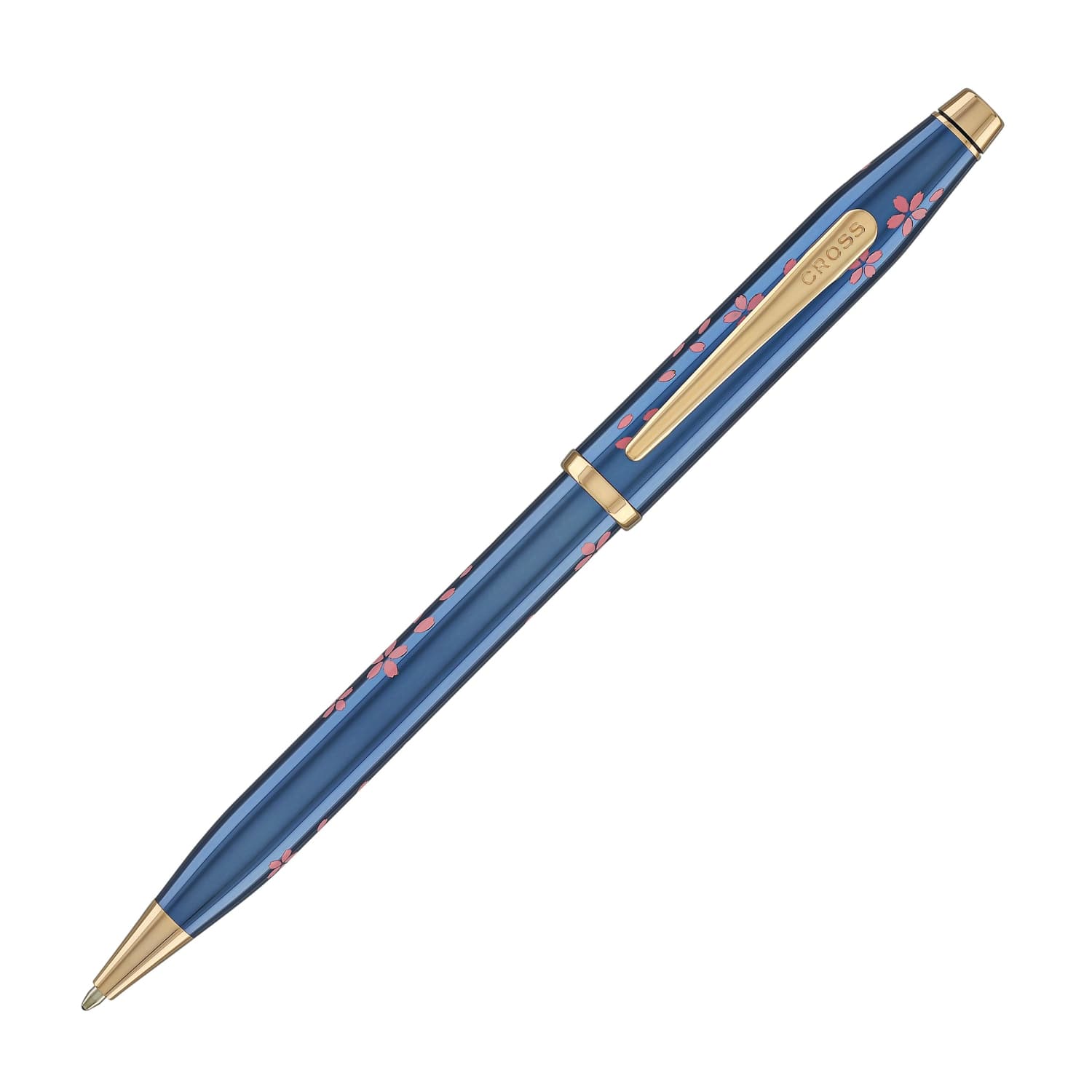 Cross Century II Cherry Blossom Ballpoint Pen - Translucent Blue Lacquer with Polished Rose Gold PVD - Premium Writing Gift for Professionals, Graduates & Collectors - Perfect for Office, Business Meetings & Special Occasions