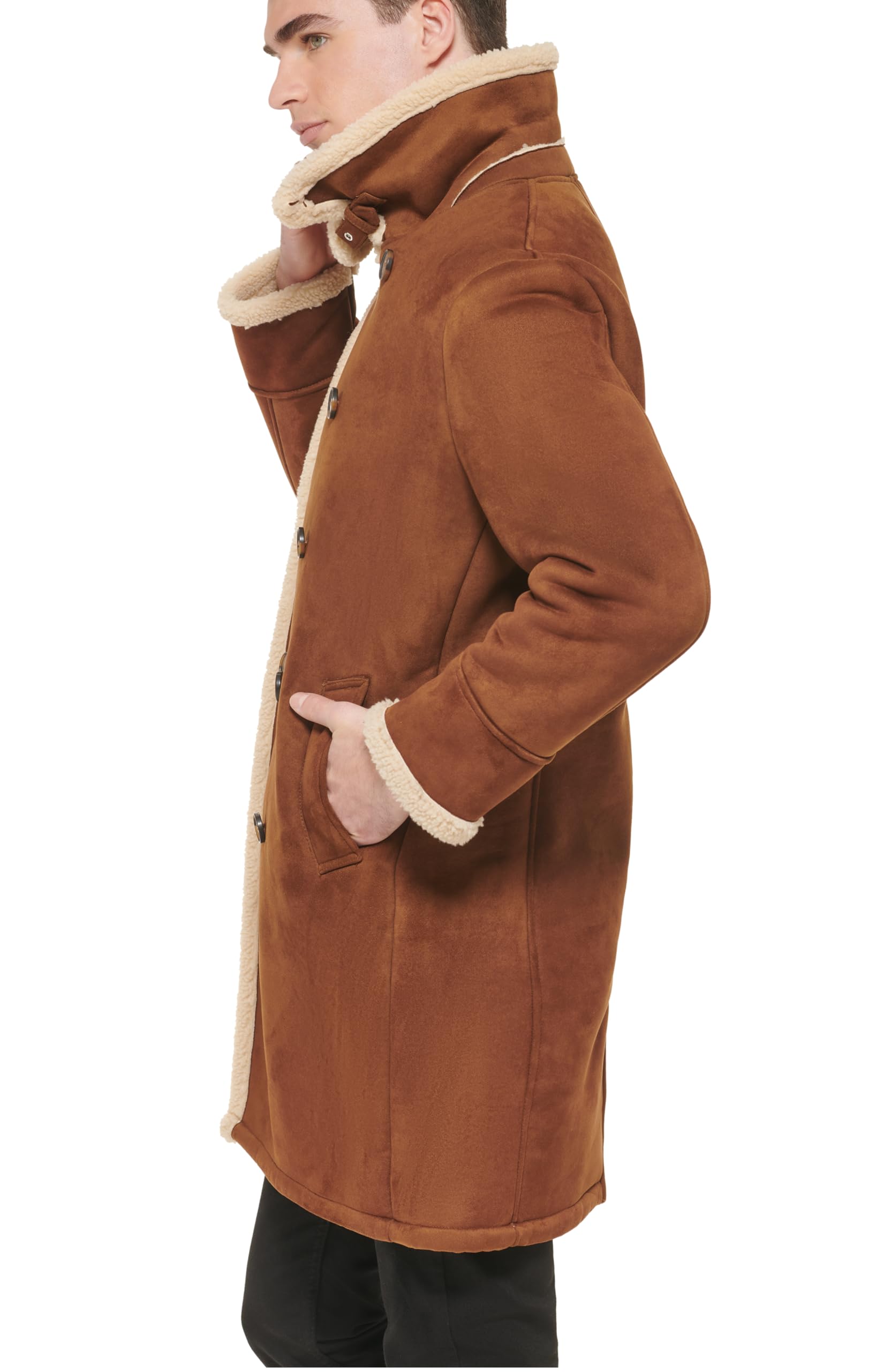 Cole Haan Men's Faux Shearling Winter Coat - Warm & Stylish Jacket for Cold Weather - Perfect for Outdoor Activities & Casual Wear