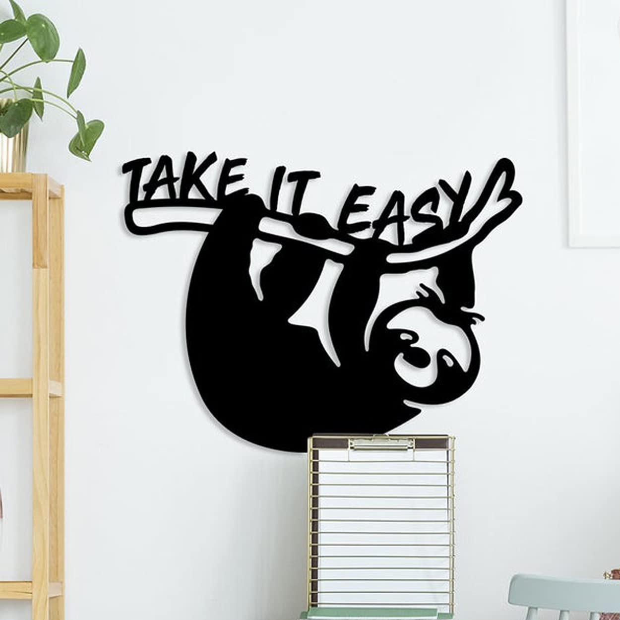LaModaHome Metal Wall Art 'Take It Easy' - Black Modern Wall Decor for Living Room, Bedroom, Kitchen & Bathroom | Indoor Outdoor Decoration | Perfect for Home, Office & Patio Wall Hanging