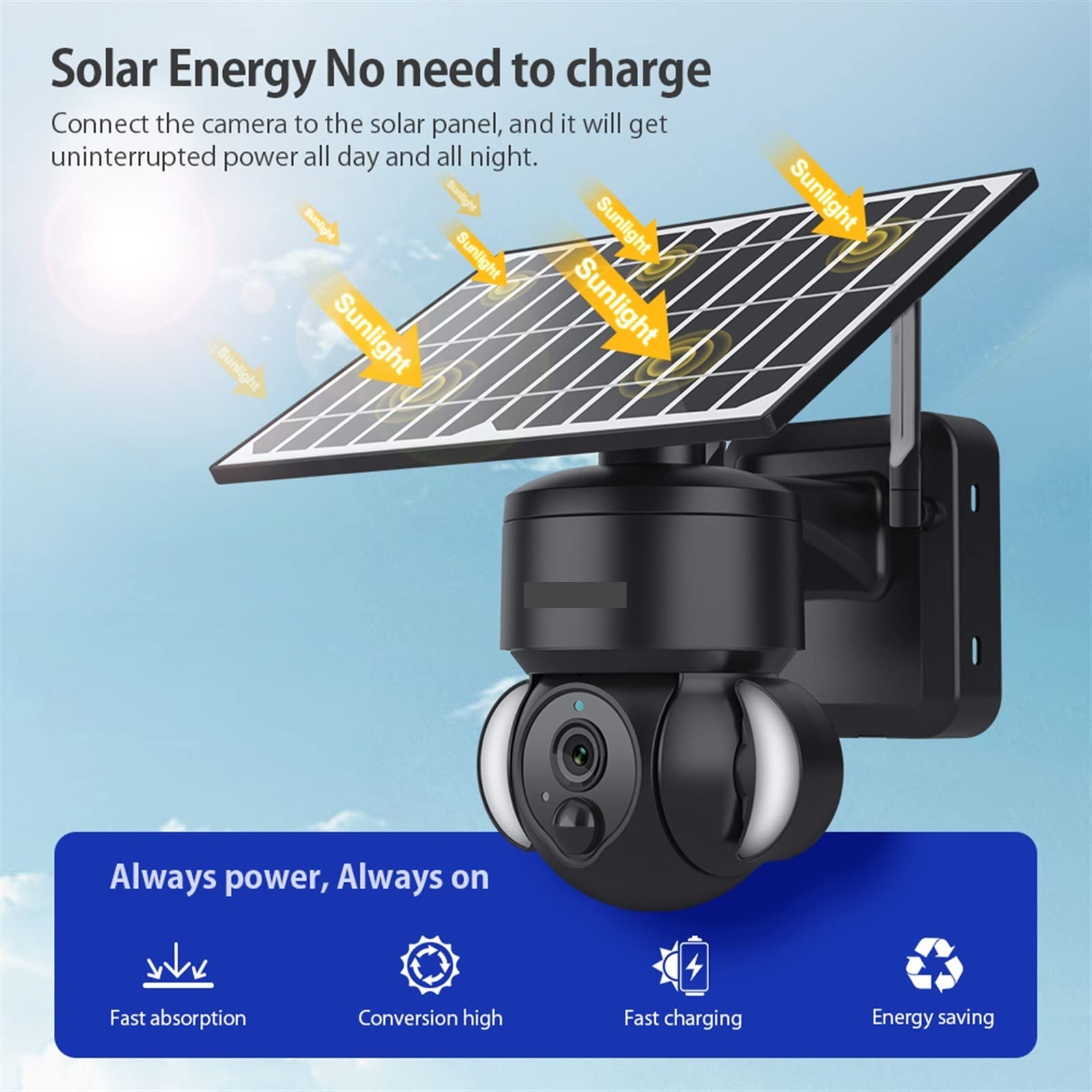 MEIVIYA 4G Solar Powered Outdoor Security Camera - 7500mAh Battery, 3MP Color Night Vision, Wireless CCTV for Garden & Home Surveillance (Black) | Weatherproof, Motion Detection, Remote Monitoring