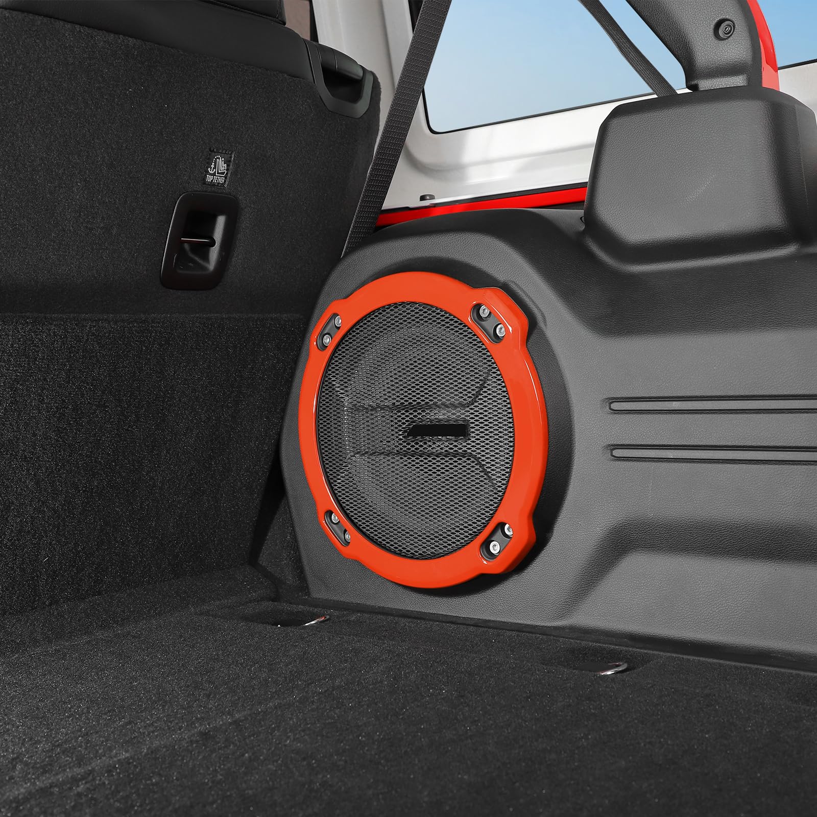 RT-TCZ Orange Speaker Cover Trim Ring for Jeep Wrangler JL Rubicon (2018-Present) - Interior Accessories & Sound System Upgrade for Off-Road Adventures