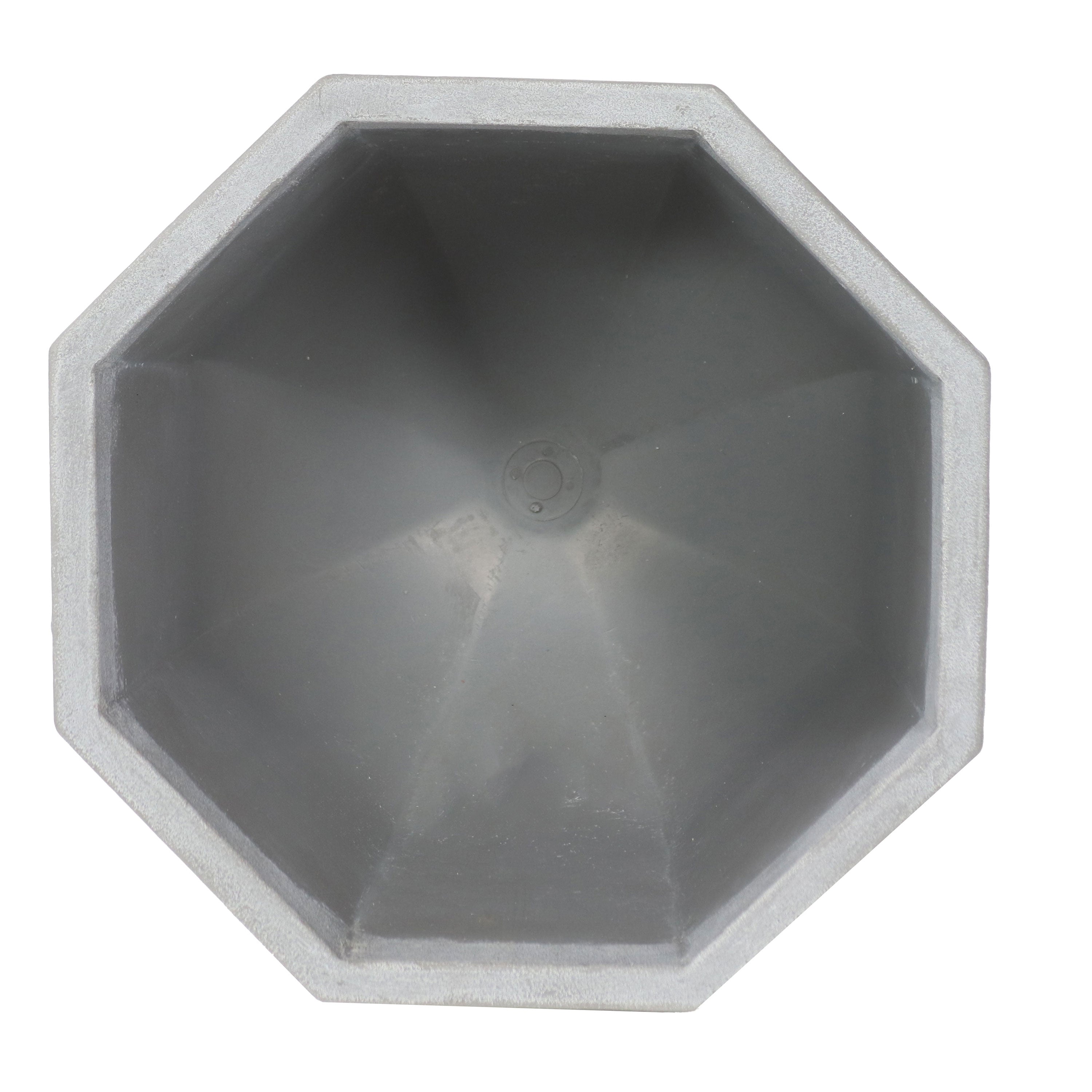 Modern Faceted Polyresin Planter - Light Gray Indoor/Outdoor Flower Pot - 14.75 Inch Decorative Garden Planter for Home, Patio, and Office Decor
