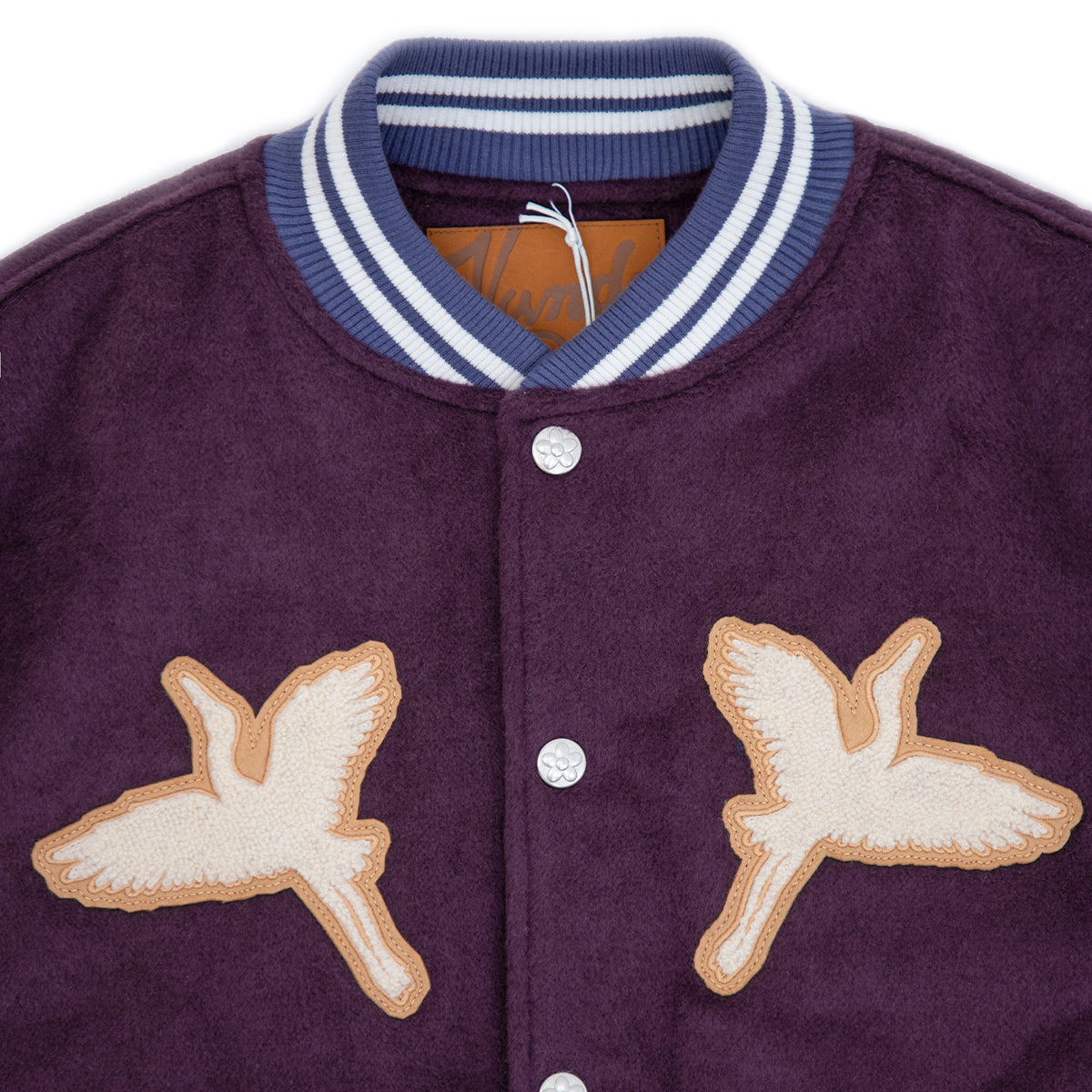 Crane Varsity Jacket 'Purple Cream' - Stylish Vintage Baseball Jacket for Men & Women | Perfect for School Spirit, Casual Outfits & Fall Fashion